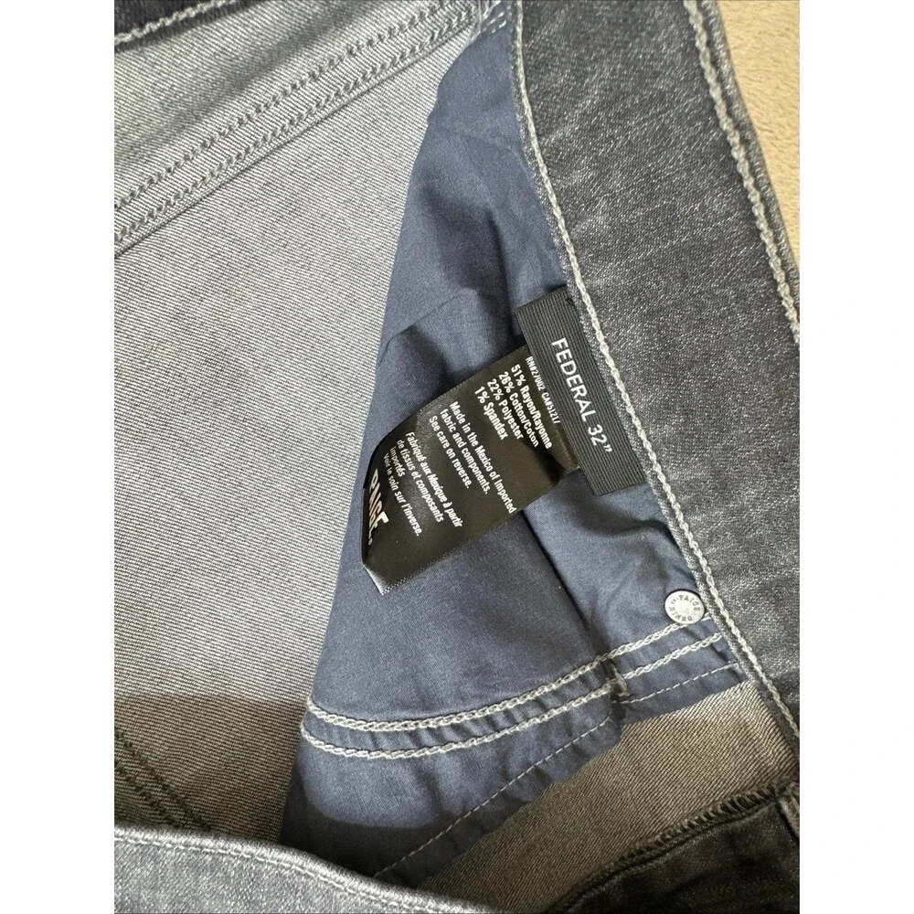 PAIGE Federal 32 Mens Gray Straight Leg Jeans 38x32 Stretch Designer Denim